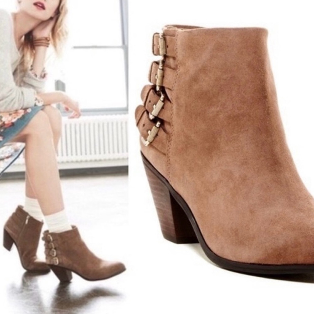 Sam Edelman Lucca Four Buckle
Tan Suede Ankle Boots 9.5  NWOT